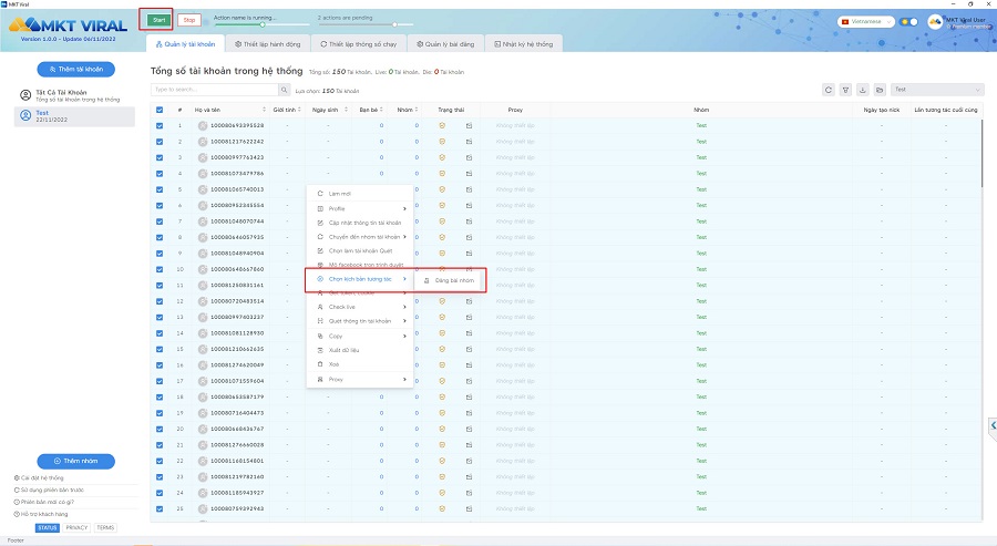 Chọn kịch bản tương tác