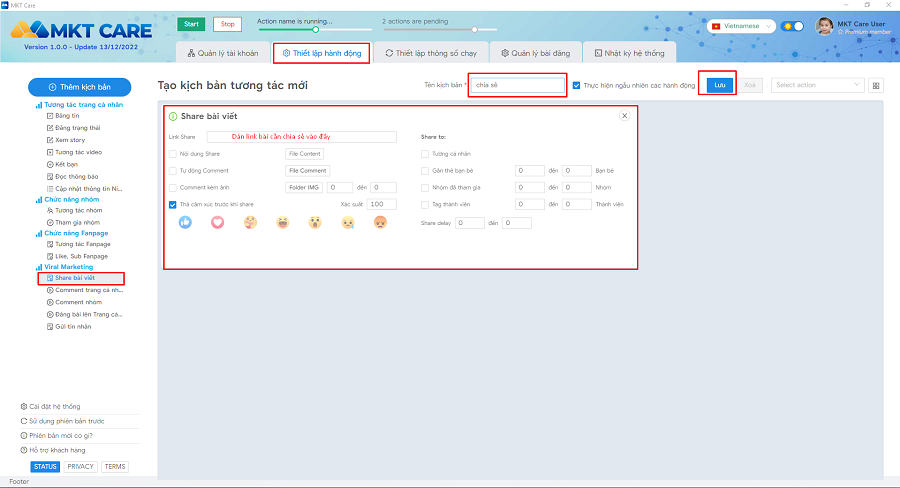 Thiết lập kịch bản