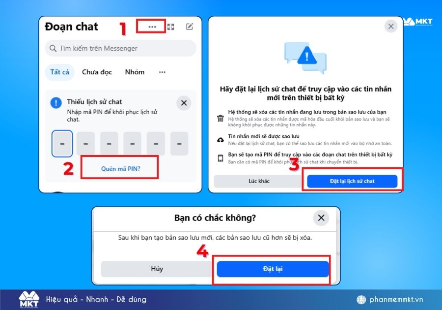 cách lấy lại mã pin messenger khi quên