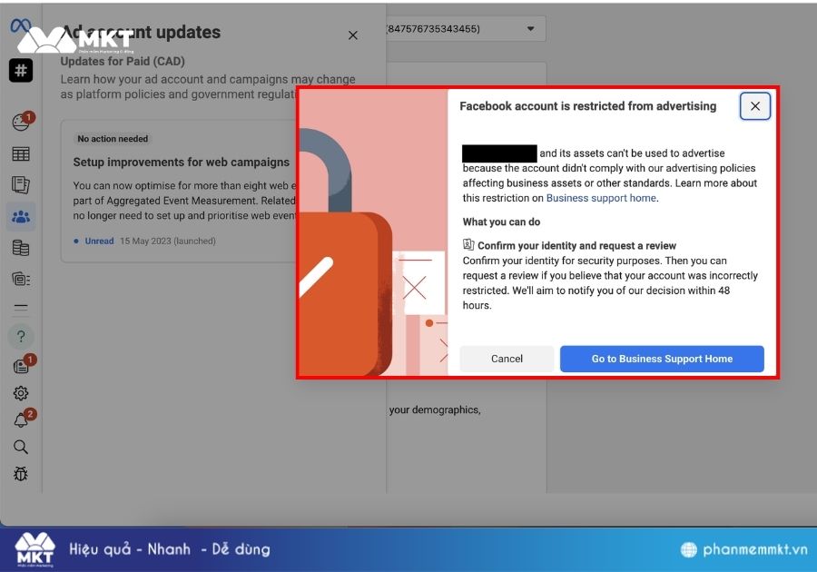 Kiểm tra hạn chế quảng cáo qua Trình quản lý quảng cáo