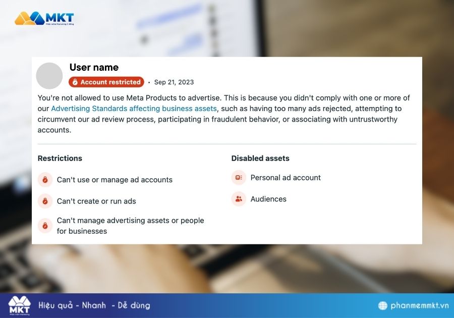 Kiểm tra hạn chế qua Tính năng kiểm tra Chất lượng tài khoản